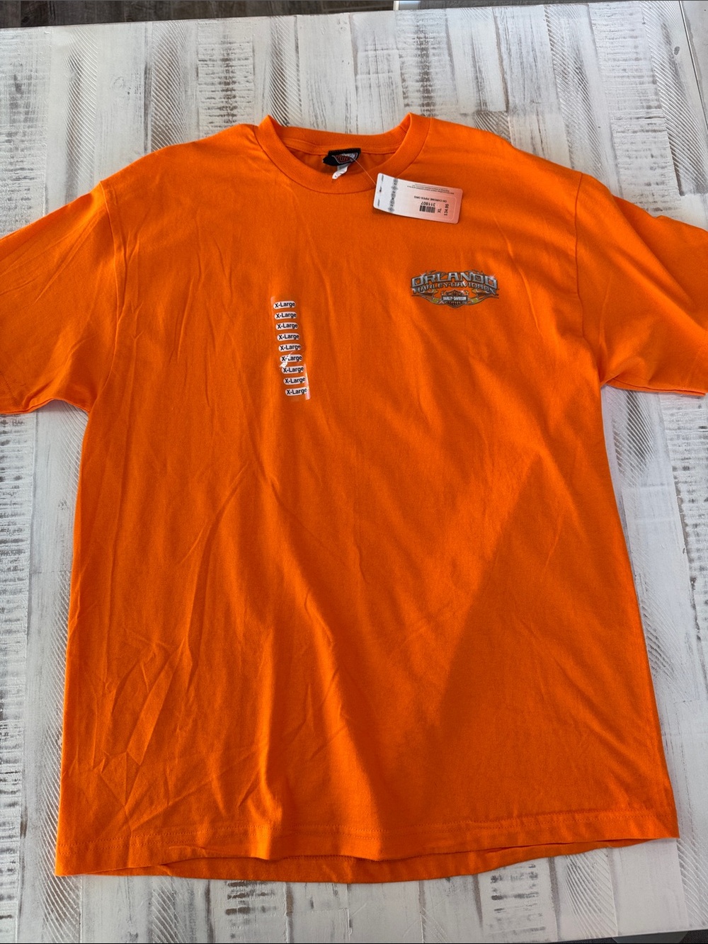 Harley Davidson Men's Orange Short-Sleeve Graphic Tee - Orlando, FL